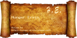 Hunger Ervin névjegykártya